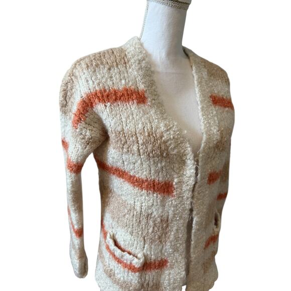 525 America Fuzzy Mohair Cardigan Sweater Off White Pumpkin M - Picture 2 of 6